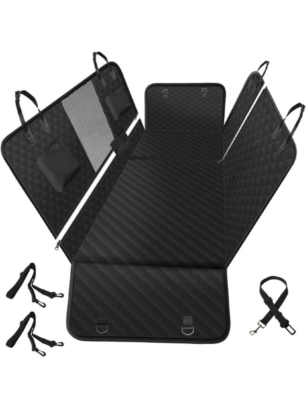 6-in-1 Waterproof Car Seat Cover for Back Seat, Anti-Slip Dog Hammock, Mesh